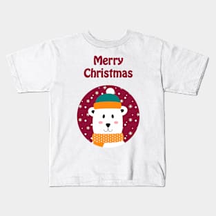 Polar bear wishes merry Christmas Kids T-Shirt